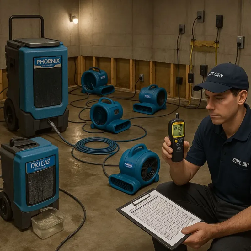 Structural Drying and Dehumidification process in Lake Wazeecha, WI